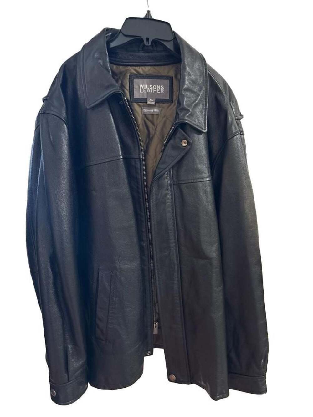 Wilsons Leather Vintage Men's Black Leather Jacket with Thinsulate Insulation